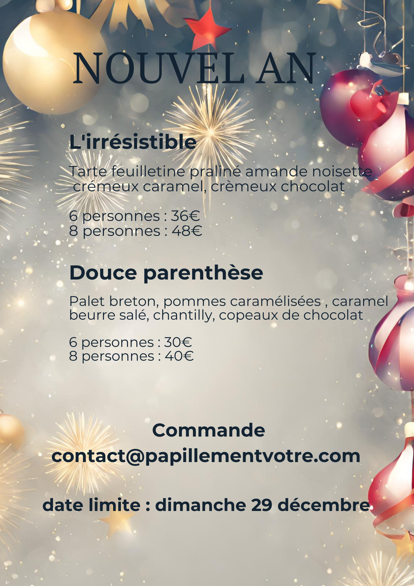Vos desserts du Nouvel an